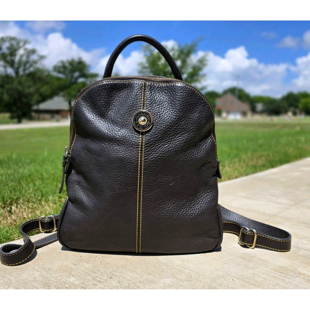 dooney bourke Backpack Dark Brown Pebbled Leather Travel Carryon J3080612
